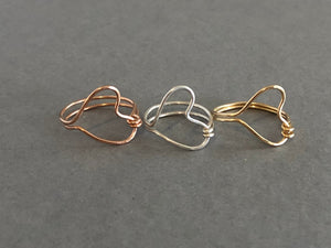 Rose Gold Heart Ring, Midi Ring, Promise Ring, Birthday Gift for Her, Bridesmaid Gift