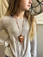 Load image into Gallery viewer, Orange Calcite, Sunstone and Copper Bead Embroidered Necklace, Gift for Mom, One of a Kind