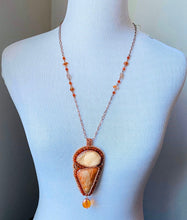 Load image into Gallery viewer, Orange Calcite, Sunstone and Copper Bead Embroidered Necklace, Gift for Mom, One of a Kind