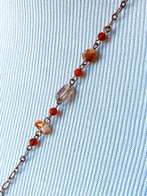 Load image into Gallery viewer, Orange Calcite, Sunstone and Copper Bead Embroidered Necklace, Gift for Mom, One of a Kind