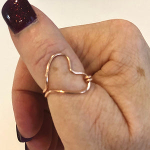 Rose Gold Heart Ring, Midi Ring, Promise Ring, Birthday Gift for Her, Bridesmaid Gift