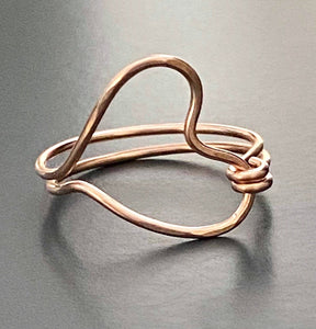 Rose Gold Heart Ring, Midi Ring, Promise Ring, Birthday Gift for Her, Bridesmaid Gift