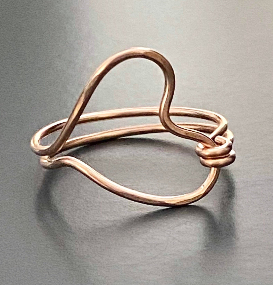 Rose Gold Heart Ring, Midi Ring, Promise Ring, Birthday Gift for Her, Bridesmaid Gift