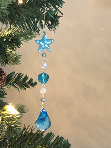 Seaside Tree Ornament, Ocean Ornament, Beaded Icicle, Christmas Ornament