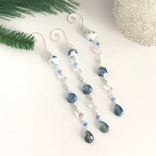 Load image into Gallery viewer, Glass Ornament Set, Beaded Icicle Ornament Set, Winter Decor