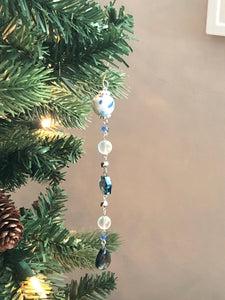 Glass Ornament Set, Beaded Icicle Ornament Set, Winter Decor