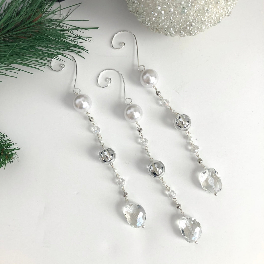 Beaded Icicle Ornament Set, Glass Ornament Set, Suncatcher, Holiday Decor