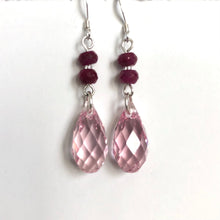 Load image into Gallery viewer, Ruby and Swarovski Drop Earrings, Gemstone Earrings, Gift for Her,