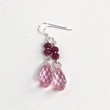 Load image into Gallery viewer, Ruby and Swarovski Drop Earrings, Gemstone Earrings, Gift for Her,