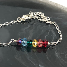 Load image into Gallery viewer, Swarovski Crystal Rainbow Bracelet. Sterling Silver Beaded Bracelet, Pride Bracelet, Gift fir Her, Galentine Gift