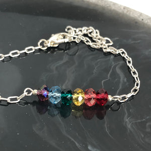 Swarovski Crystal Rainbow Bracelet. Sterling Silver Beaded Bracelet, Pride Bracelet, Gift fir Her, Galentine Gift