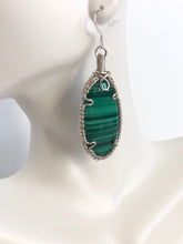 Load image into Gallery viewer, Malachite Sterling Silver Earrings, Gemstone Earrings, Gift for Mom, One of a Kind