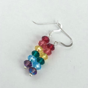 Swarovski Crystal Rainbow Earrings, Sterling Silver Dangle Earrings, Galentine gift for Her, Best Friend Gift,