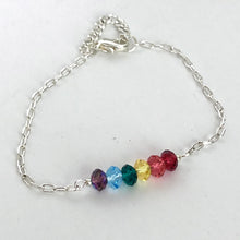 Load image into Gallery viewer, Swarovski Crystal Rainbow Bracelet. Sterling Silver Beaded Bracelet, Pride Bracelet, Gift fir Her, Galentine Gift